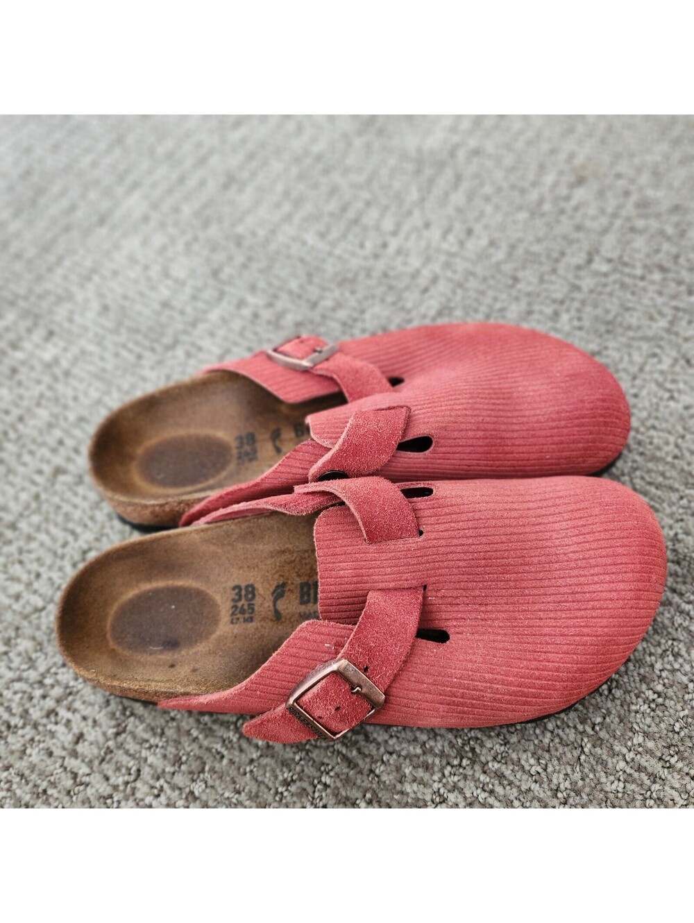 Birkenstock Boston Corduroy Suede Sienna Red Clog Slip-On Shoes Size 38 US 7 - Picture 2 of 8
